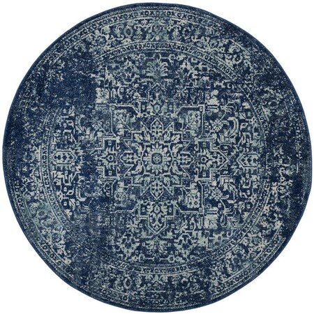Safavieh Evoke Round Area Rug, Navy and Ivory - 5 ft.-1 in. x 5 ft.-1 in. EVK256A-5R